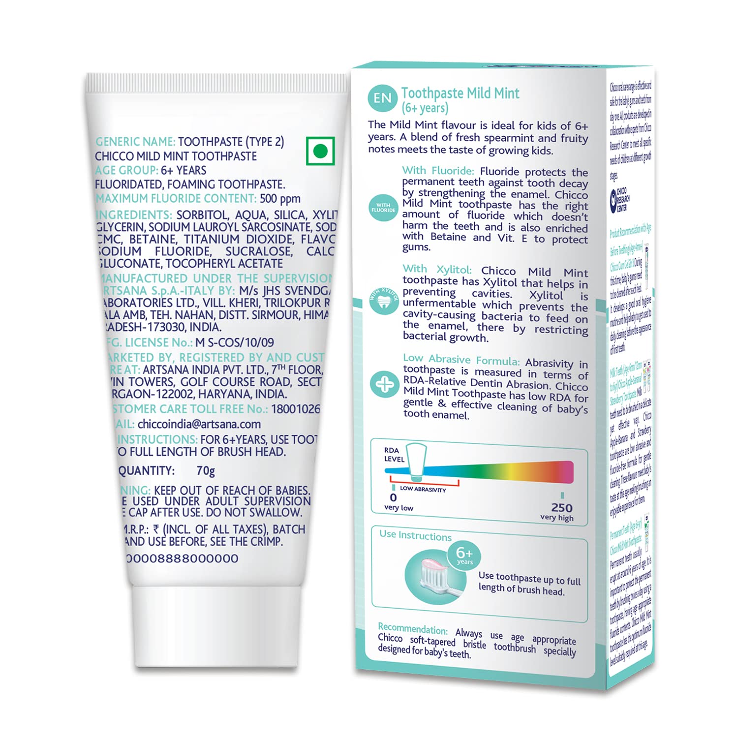Chicco - Dentifricio Toothpaste Mild Mint Flavour 70g
