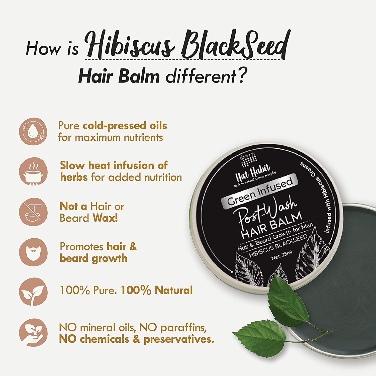 Nat Habit - Green Infused Post-Wash Hair Balm Hibiscus Blackseed 25ml
