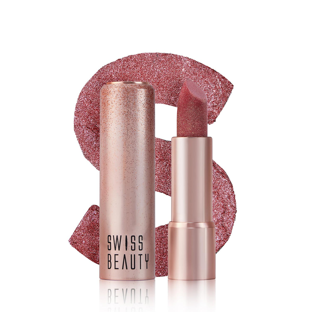 Swiss Beauty - More Than Glitter Lipstick Shade No. 02 Glitz Pink