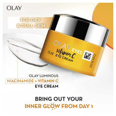 Olay Vitamin C Eye Cream-Hydrate & Brighten Under Eyes with Vitamin B3 & Niacinamide- 15ml