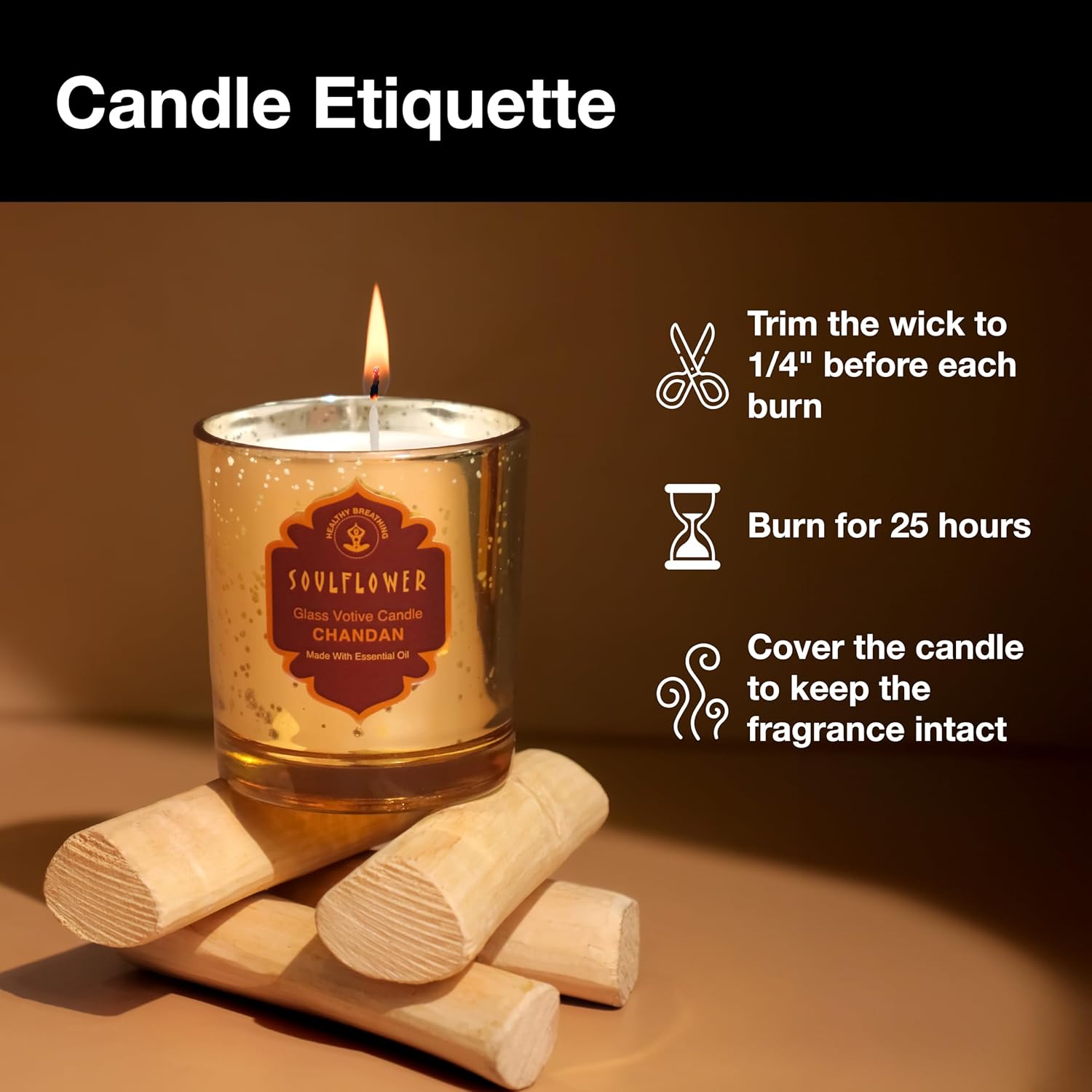 SoulFlower - Soulflower Glass Votive Candle Chandan