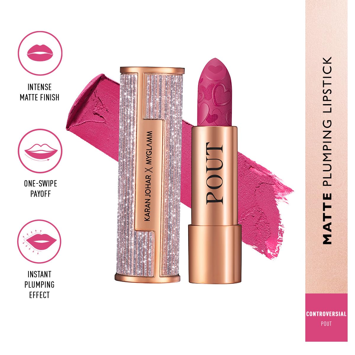 MyGlamm - Pout By Karan Johar Intense Matte Plumping Lipstick - Controversial Pout 4g