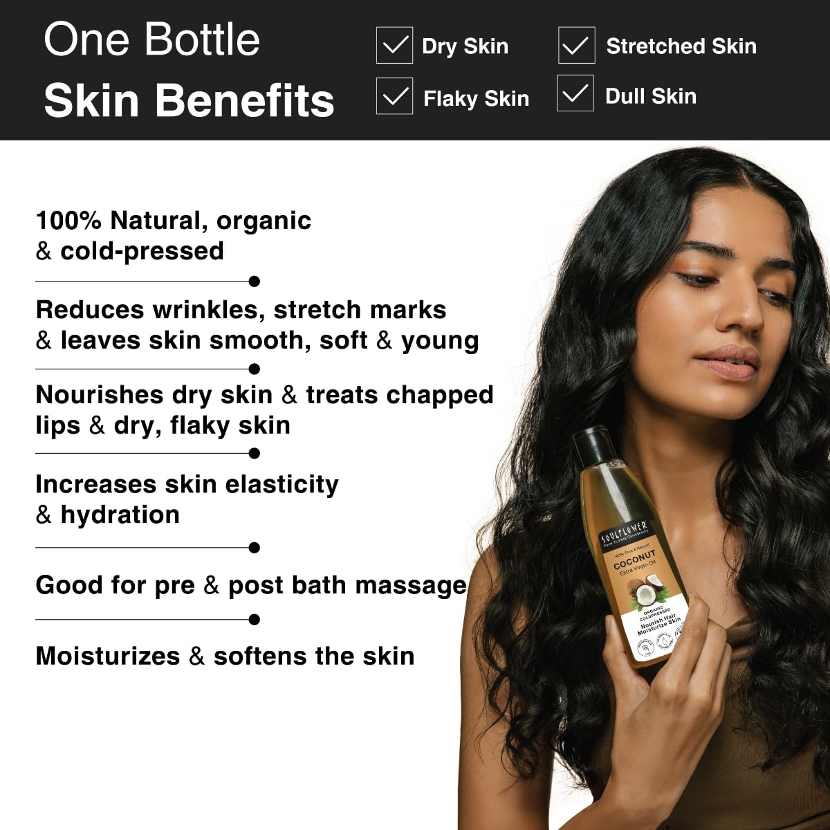 SoulFlower - Pure & Natural Virgin Coconut Oil Clinically proven for Hair Growth 225ml
