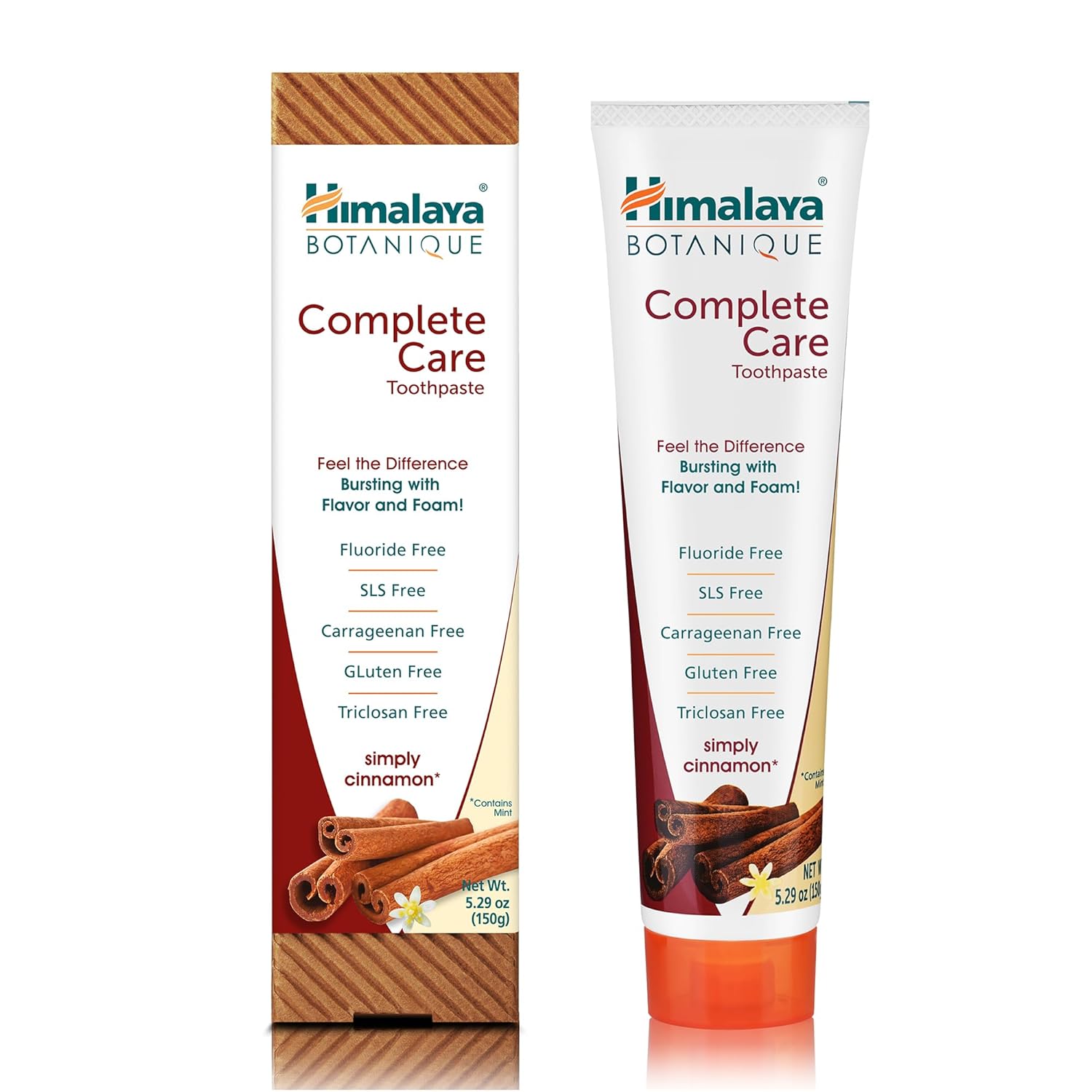 Toothpaste tube with cinnamon flavor, Himalaya Botanique Complete Care, 150g