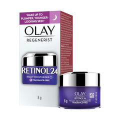 Olay Night Cream Mini: Regenerist Retinol 24 Moisturiser for hydrated plump smooth skin 8g