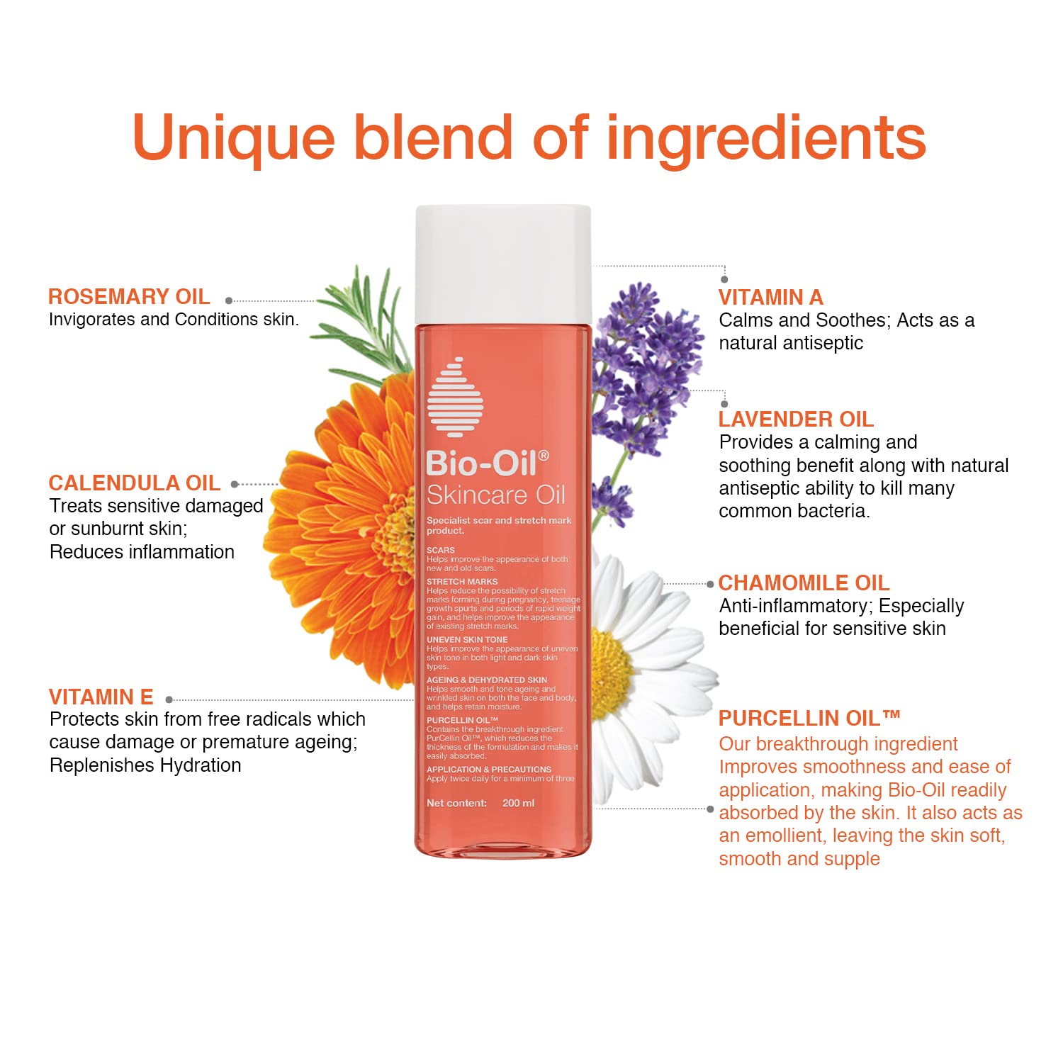 Bio Oil - Original Face & Body Oil Suitable for Scars Stretch Mark Ageing Uneven Skin Tone Acne Scar Removal Pigmentation & Dark Spot 200 ml