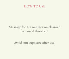 Anti-blemish gel how-to-use text panel with directions for face massage