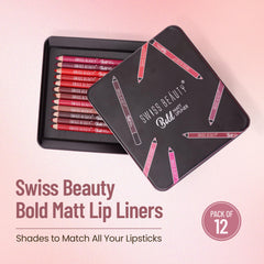 Swiss Beauty - Bold Matte Lipliner Pack Of 12 Pcs