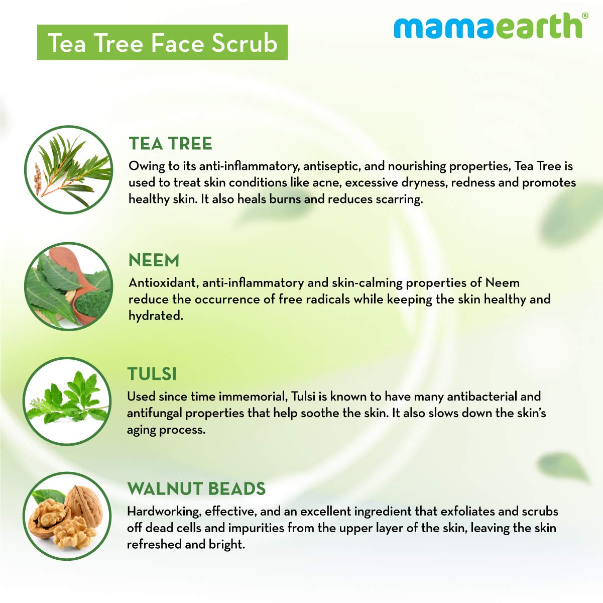 Mamaearth - Tea Tree Face Scrub with Tea Tree and Neem for Skin Purification 100g