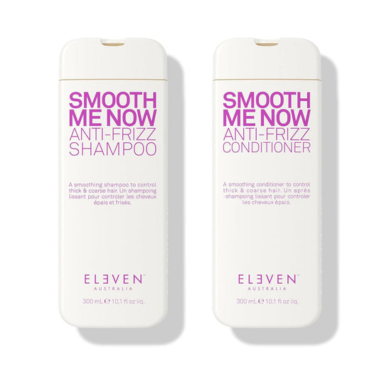 Eleven Australia Smooth Me Now anti-frizz shampoo & conditioner bottles, 300ml