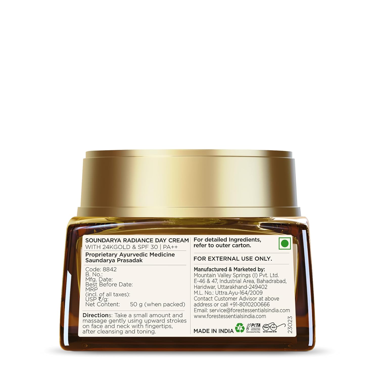 Forest Essentials - Soundarya Radiance Cream with 24K Gold & SPF 30 | PA++ 50g