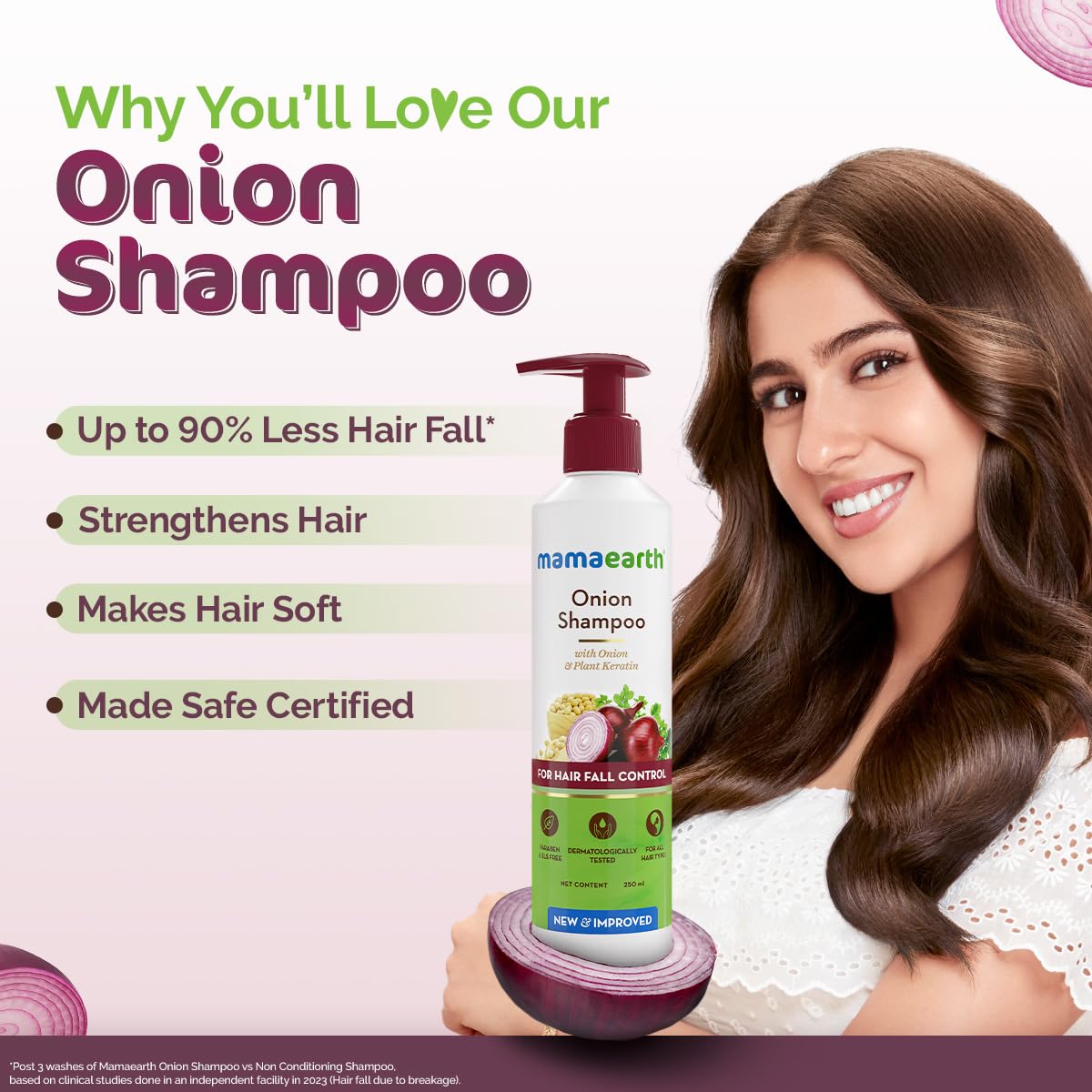 Mamaearth - Onion Shampoo with Onion and Plant Keratin for Hair Fall Control - 250ml