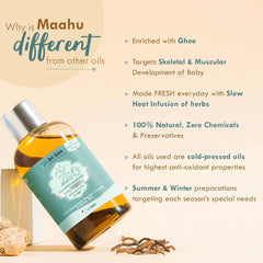 Nat Habit - Balamool Sunthi Pure Baby Maahu, Baby Massage Oil for Winter, Bone & Muscular Development 50ml