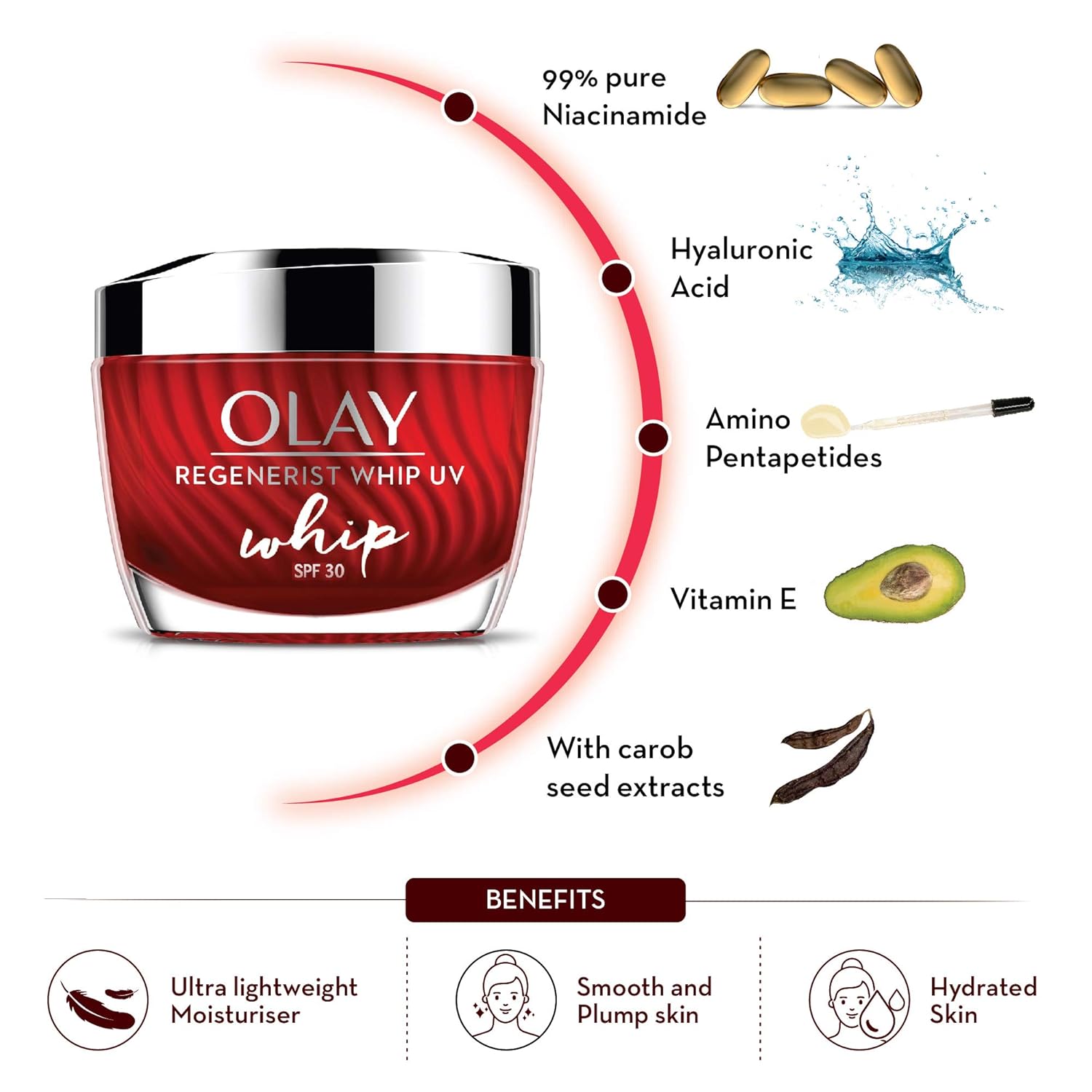 Olay Regenerist SPF30 Whip Cream Hyaluronic Acid & Pentapeptides 50g