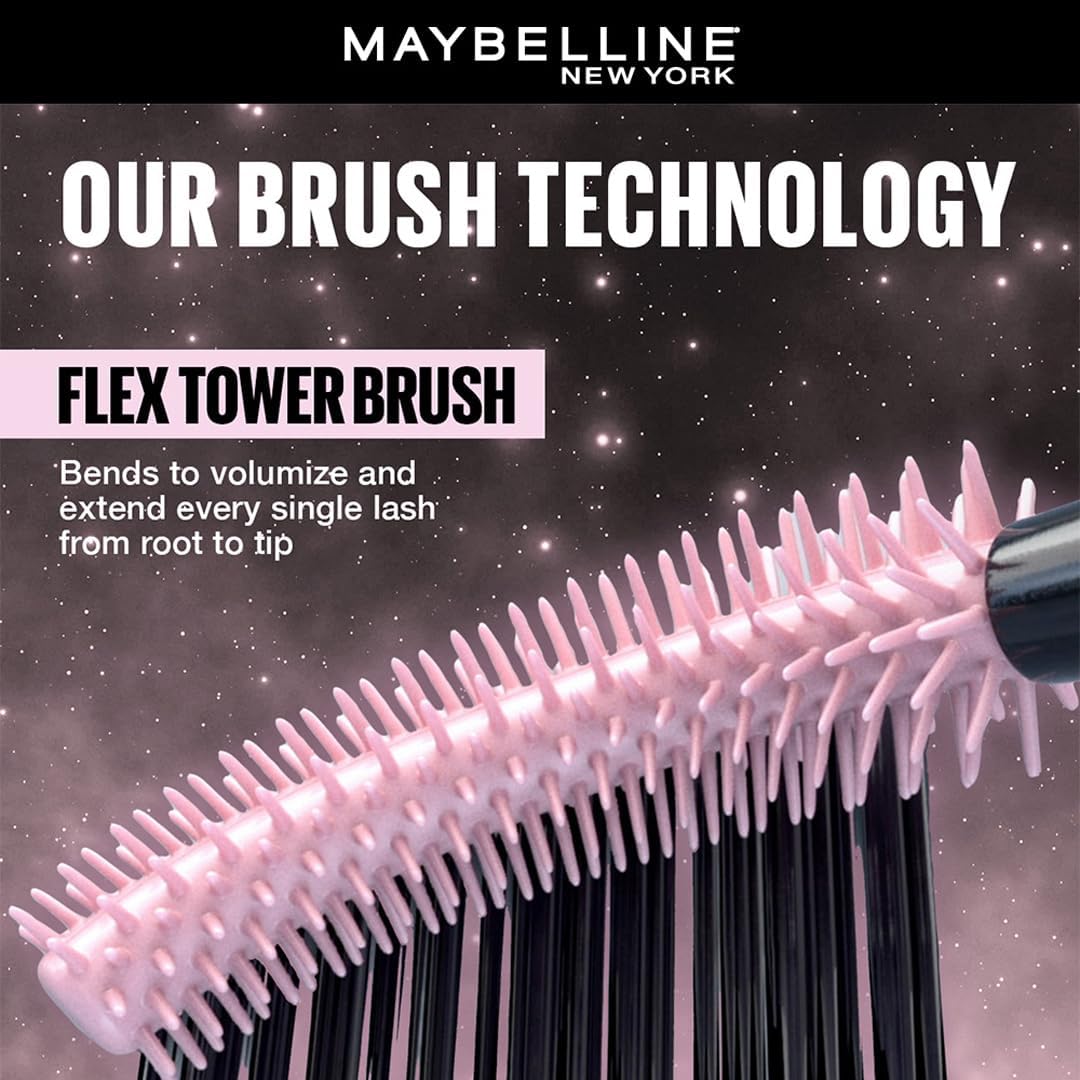 Mascara wand with flex tower brush bristles, pink tips