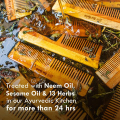 Nat Habit - Oil Treated Kacchi Neem Ayurvedic Wooden Comb - Wide Tooth for Gentle Detangling