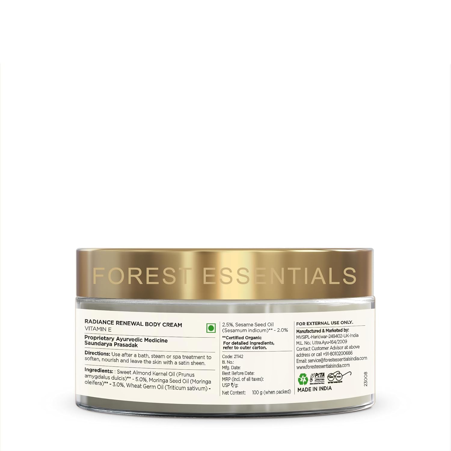 Forest Essentials - Radiance Renewal Body Cream Vitamin E 100g
