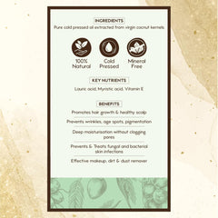 Nat Habit - Extra Virgin Cold Pressed Coconut Oil For Dry, Frizzy Hair, Rough Skin & Wrinkle Reduction 100ml