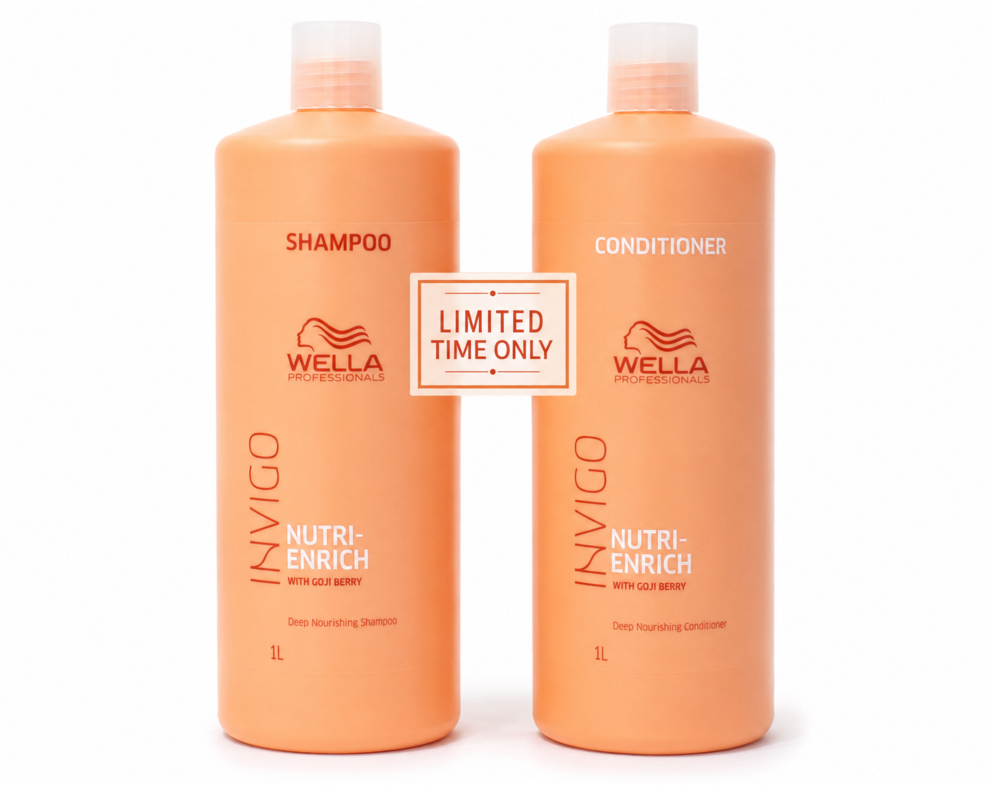 Shampoo and conditioner bottles, orange, limited time, 1L