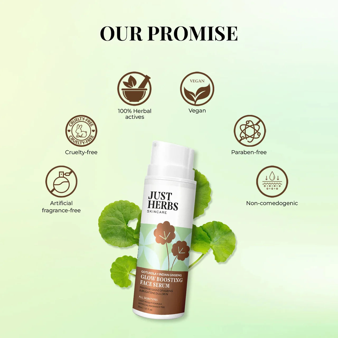 Just Herbs - Glow Boosting Face serum with Gotukola and Indian Ginseng 30ml