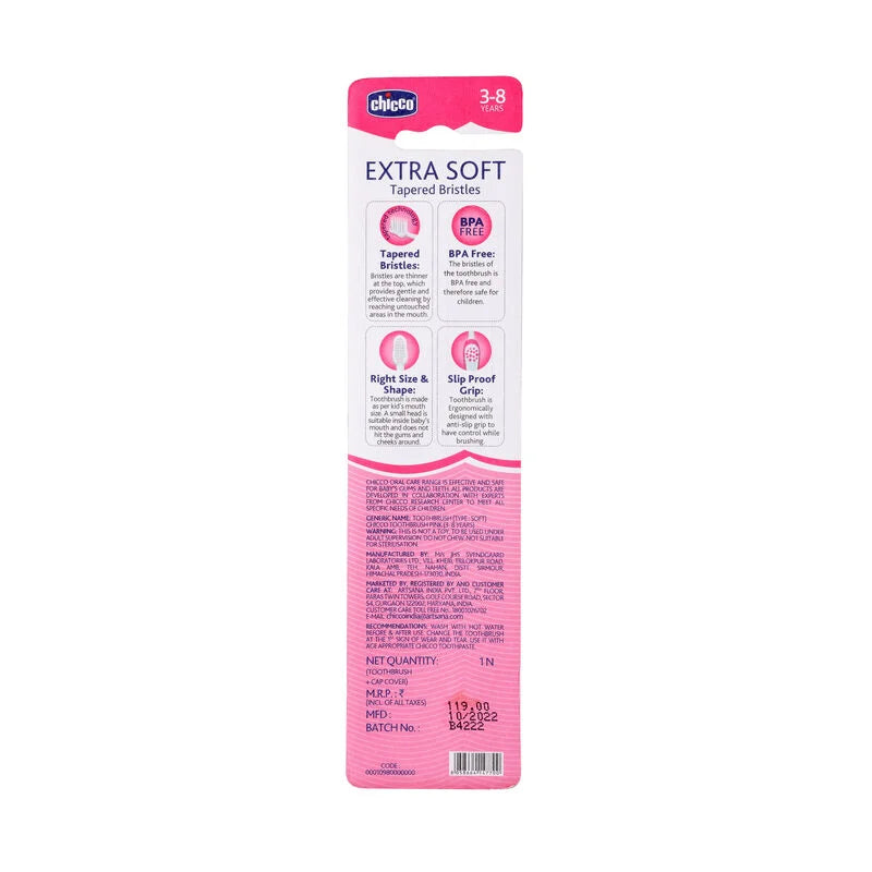 Chicco - Pink Toothbrush for 3Y - 8Y