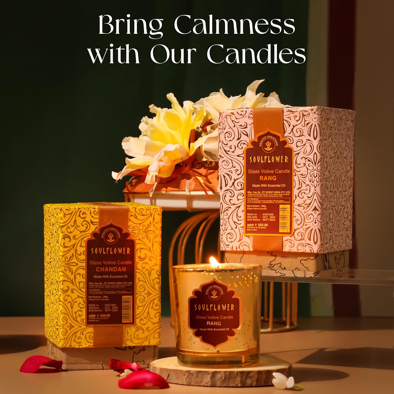 SoulFlower - Soulflower Glass Votive Candle Chandan