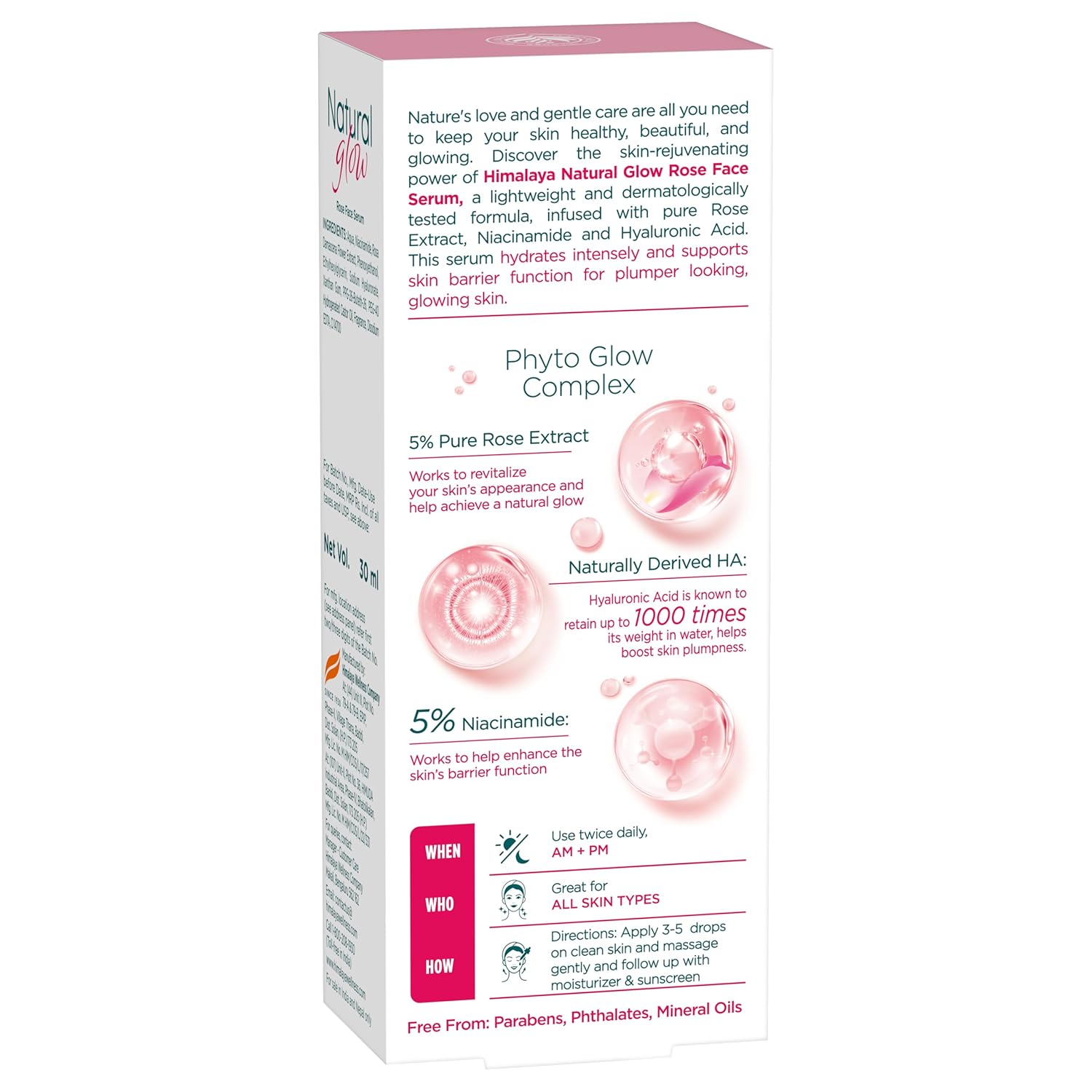Himalaya - Natural Glow Rose Face Serum with 5% Niacinamide and 5% Rose Extracts 30ml