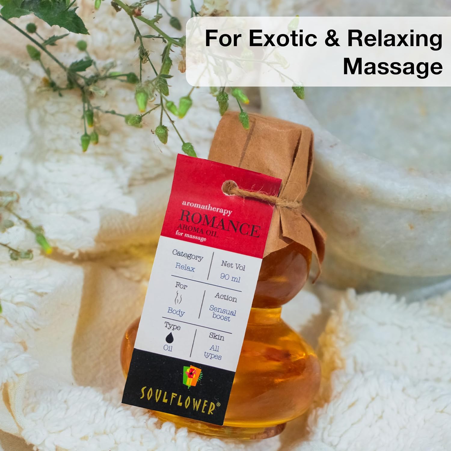 SoulFlower - Romance Aroma Massage Oil for Stress Relief and Relaxation 90ml