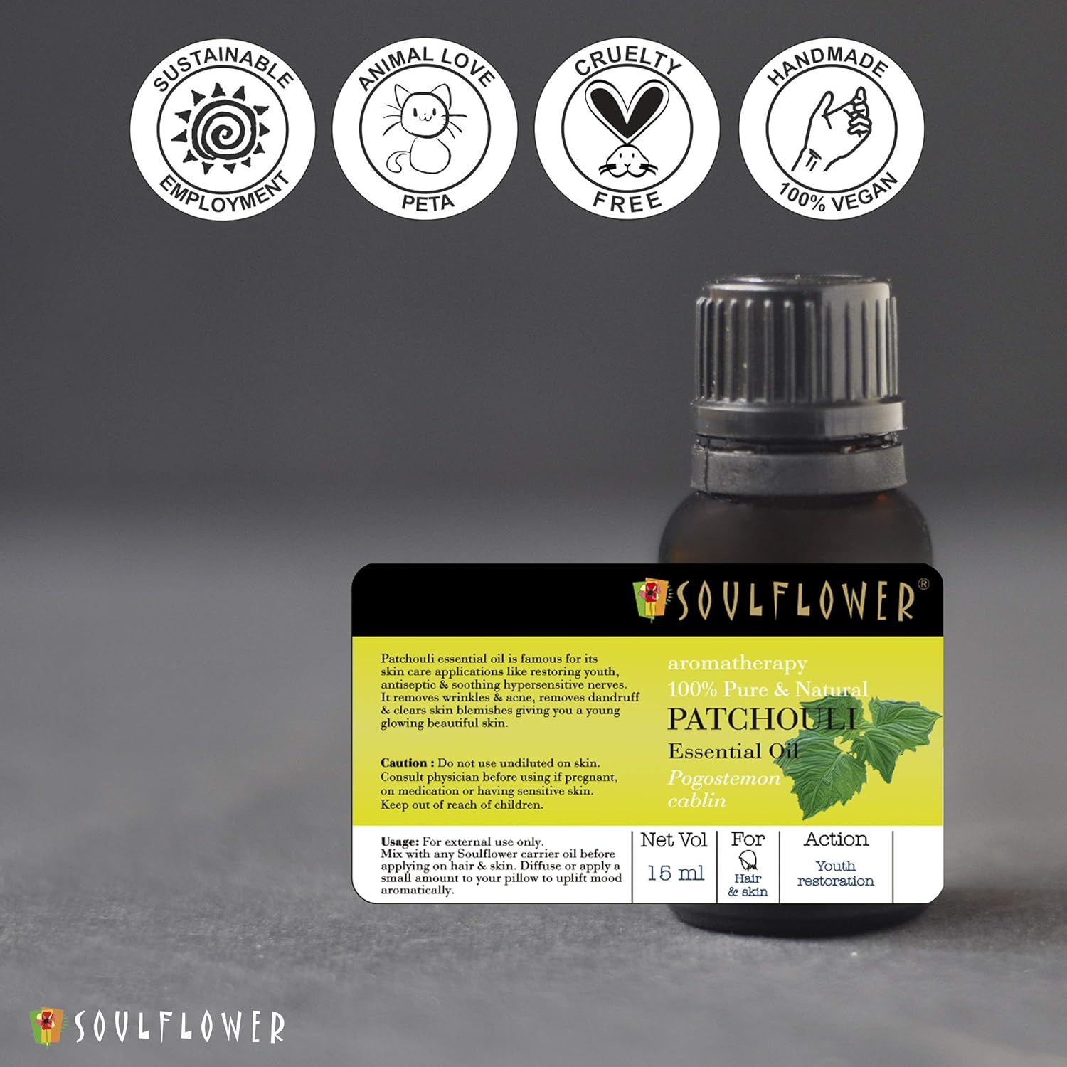 SoulFlower - Patchouli Essential Oil for Deep Conditioning 15ml