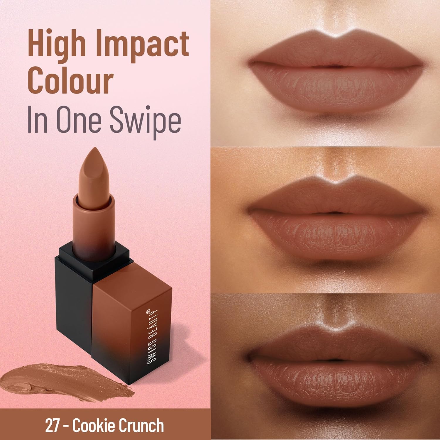 Swiss Beauty HD Matte Lipstick  Shade No. 27 Cookie Crunch