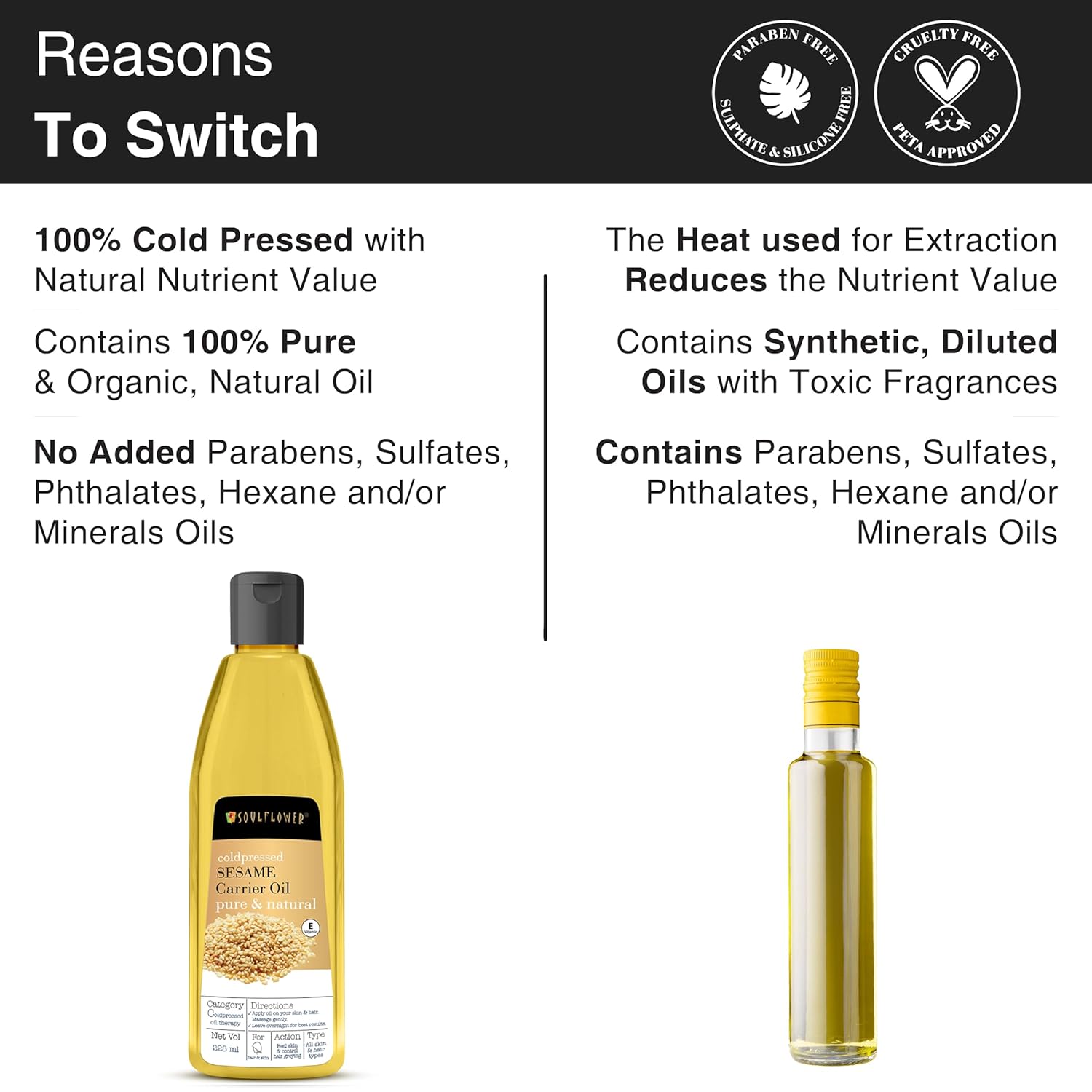 SoulFlower - Sesame Oil for Hair Loss Due to Thinning 225ml