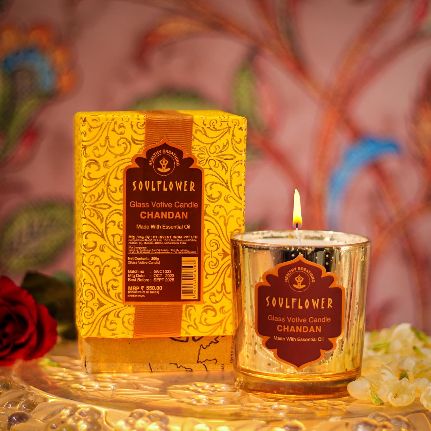 SoulFlower - Soulflower Glass Votive Candle Chandan