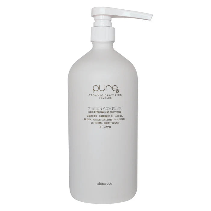 PURE ORGANIC fusion complex shampoo bottle with white pump, 1 L