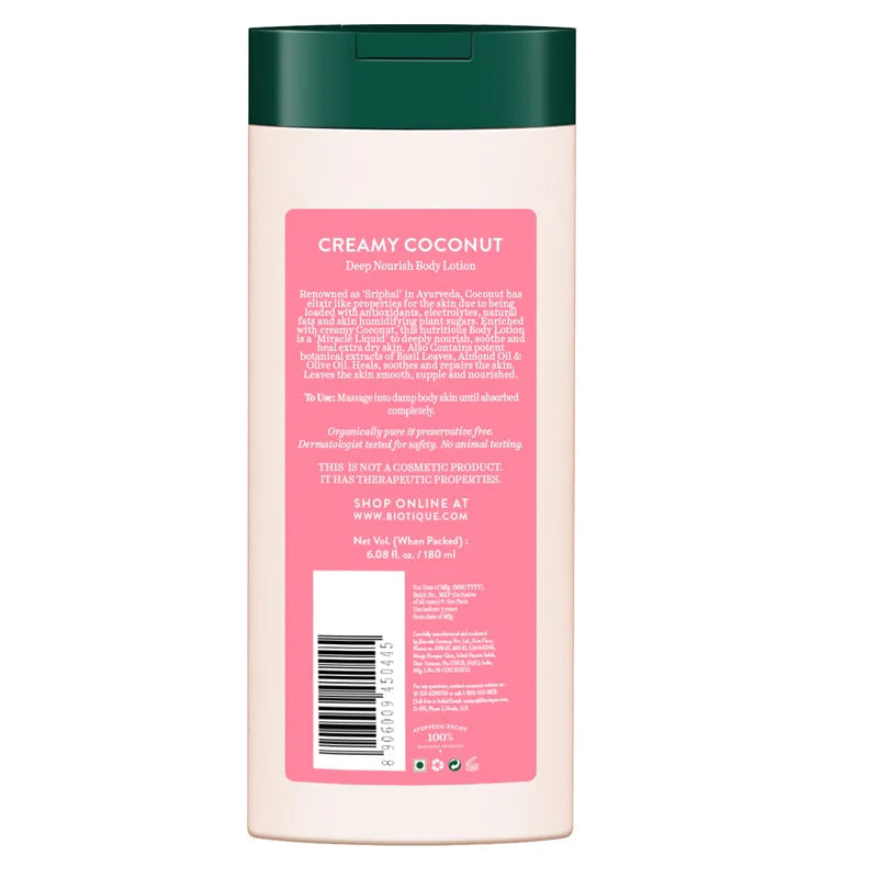Biotique Unisex Bio Creamy Coconut Ultra Rich Body Lotion 180ml