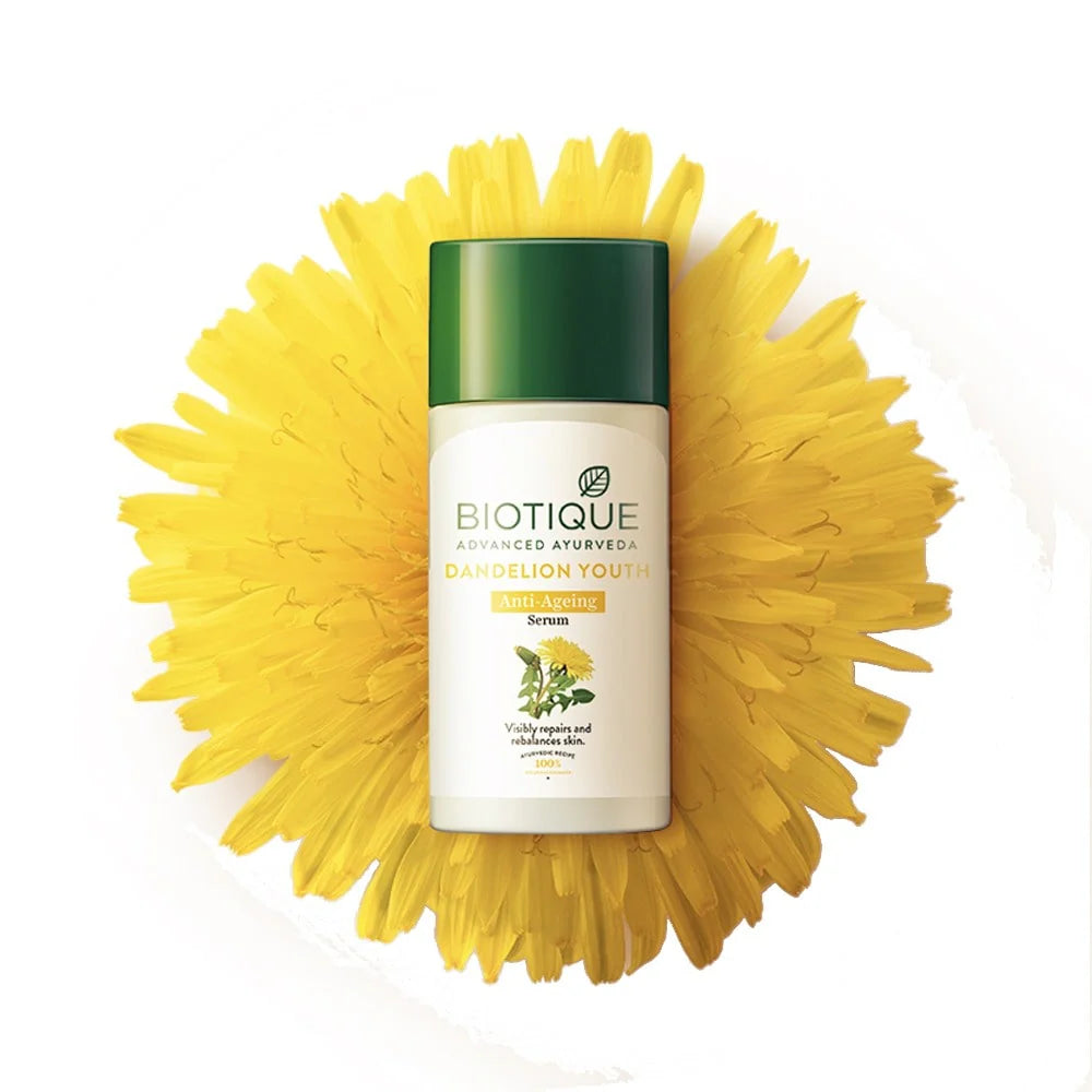 Biotique Dandelion Youth Anti-Ageing Serum Targeting Wrinkles & Dull, Dry Skin 40ml