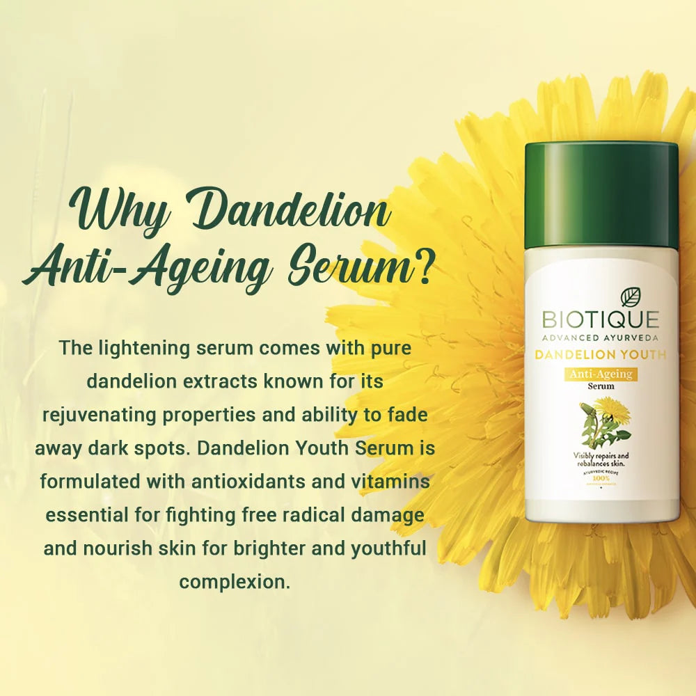 Biotique Bio Dandelion Visibly Ageless Lightening Sustainable Serum 190ml