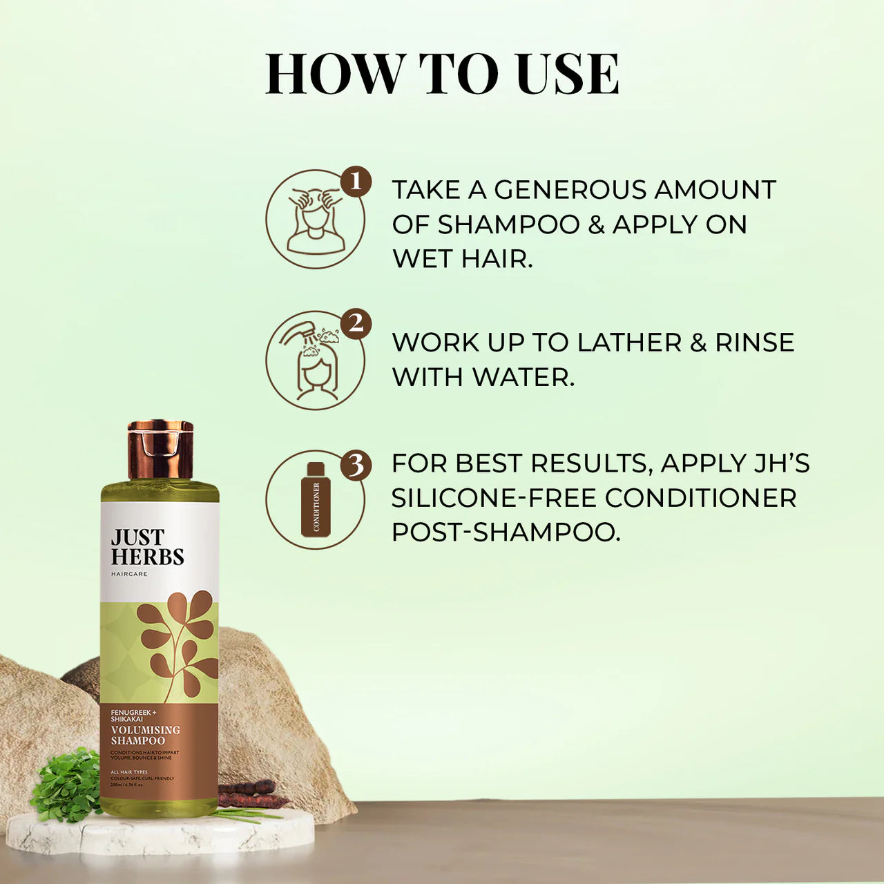 Just Herbs - Volumising Shampoo with Fenugreek and Shikakai 200ml