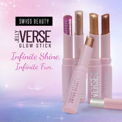 Glow eyeshadow sticks with metallic pink, gold, and silver glitter tips
