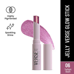 Jelly glow stick in purple glitter shade, capped tube with glitter stick