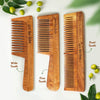 Nat Habit - Oil Treated Kacchi Neem Dual Tooth, Fine Tooth & Wide Tooth Comb Combo