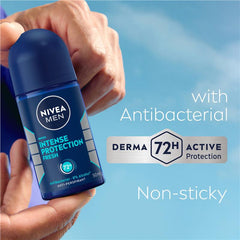 Nivea - MEN Intense Protection Fresh Anti-Perspirant Roll-On Deodorant 50ml | 72-Hour Sweat & Odour Protection | Quick-Dry Formula | With Antibacterial Actives | Fresh & Long-Lasting Fragrance