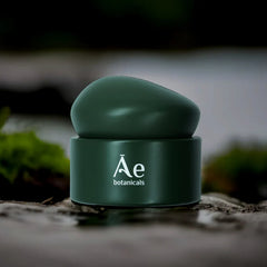 Refillable mixing jar, dark green with domed lid and Āe botanicals label