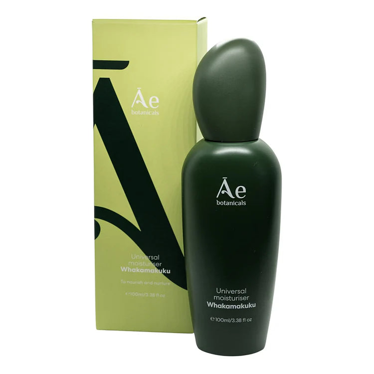 Ae Botanicals Universal Moisturiser 100ml green bottle with matching box