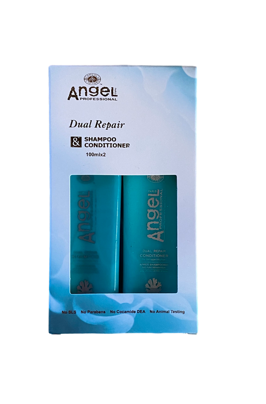 Angel Professional Dual Repair travel shampoo & conditioner duo set, 100ml