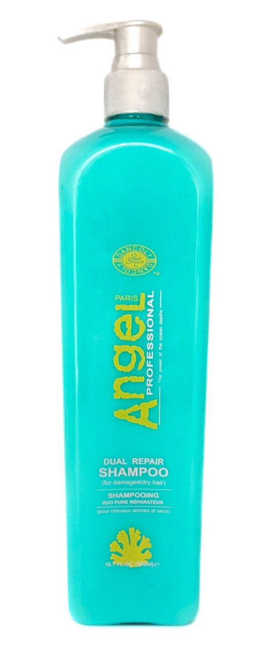 Angel Professional dual repair shampoo bottle with teal pump