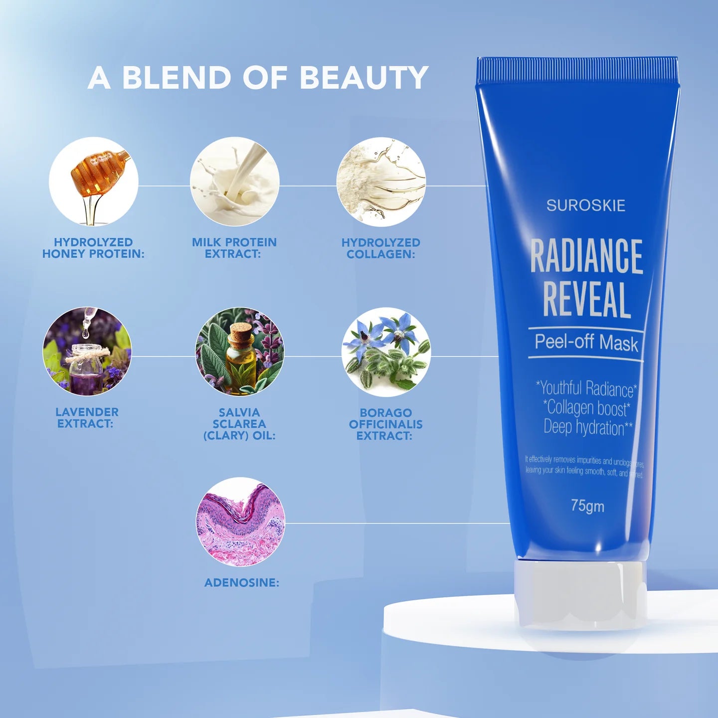 Suroskie - Radiance Reveal Peel-Off Mask | Unveil a radiant, youthful complexion with our Radiance Reveal Peel-Off Mask | 75g
