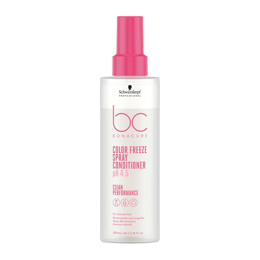 Hair color freeze spray conditioner bottle with pink cap and label, 200 ml