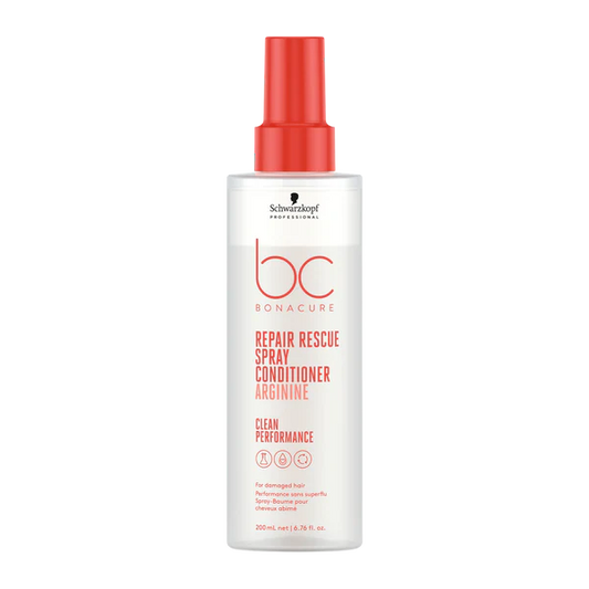 Schwarzkopf Bonacure repair rescue spray conditioner bottle, white with red cap