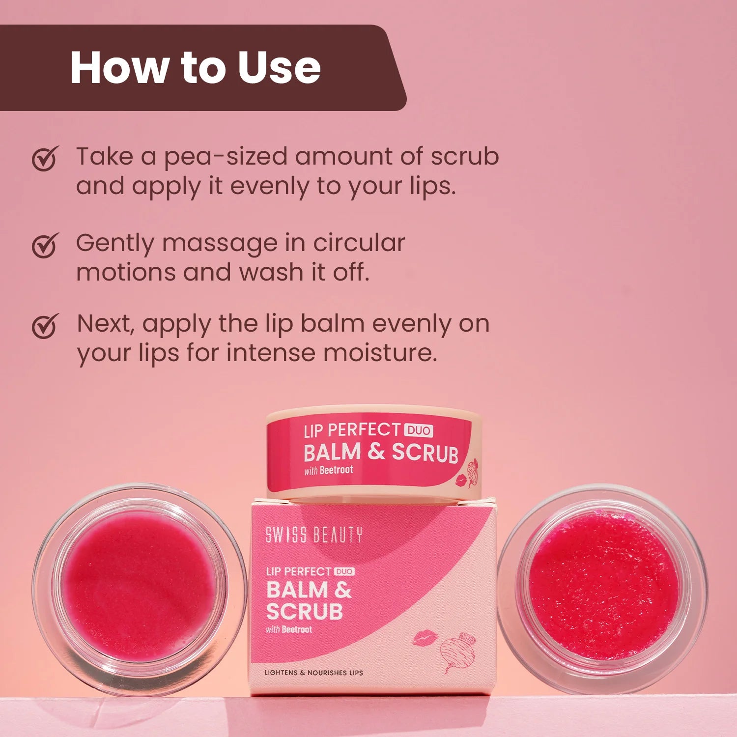 Swiss Beauty Lip Perfect Duo Balm & Scrub with Beetroot Extract