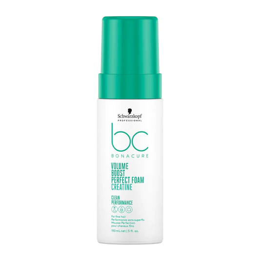 Schwarzkopf BC Bonacure volume boost perfect foam bottle, teal cap and white container